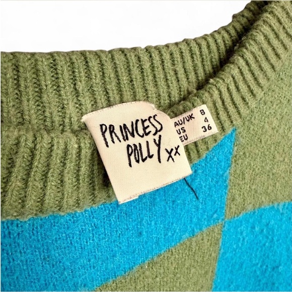 PRINCESS POLLY Alexia Blue and Green
Checkered Women's Sweater {US 4} - Picture 4 of 4